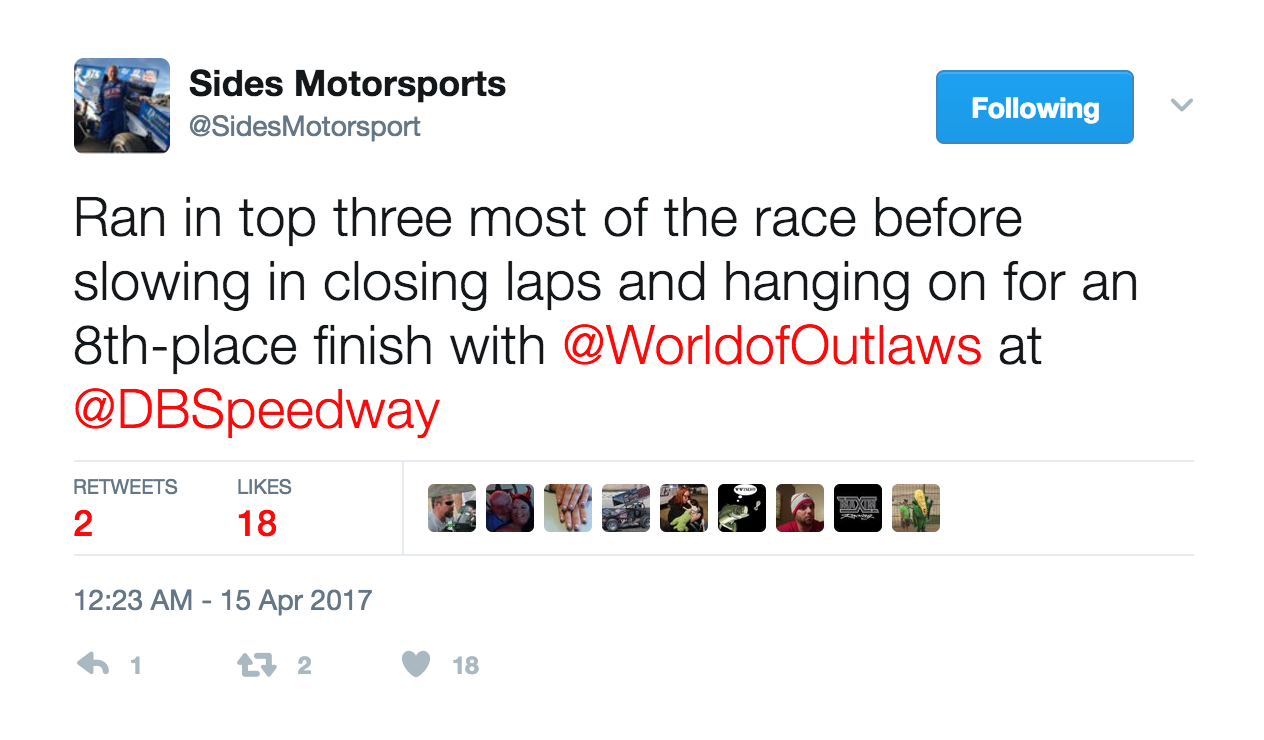 SidesMotorsports Tweet