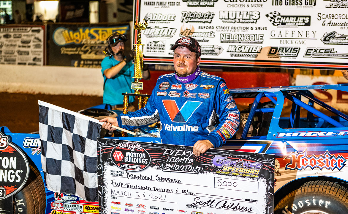 Brandon Sheppard in Victory Lane at Cherokee