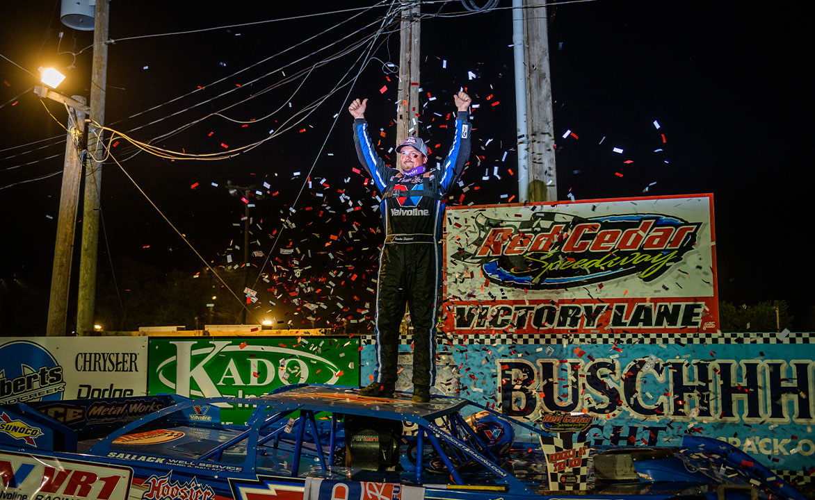 Brandon Sheppard in Victory Lane at Red Cedar