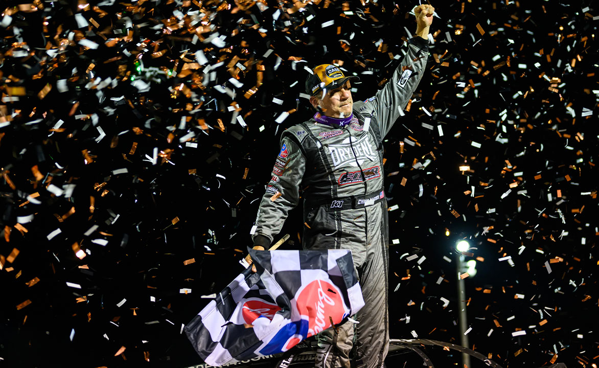 Chris Madden in Victory Lane at Sharon Speedway