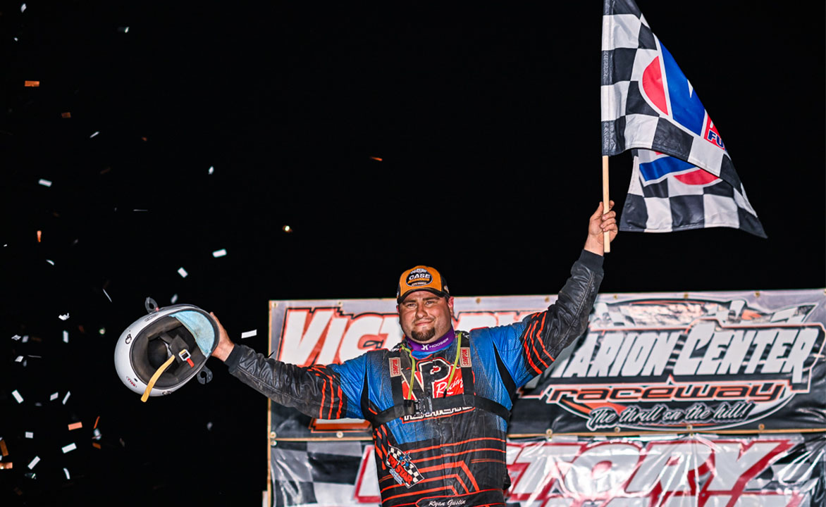 Ryan Gustin in Victory Lane at Marion Center