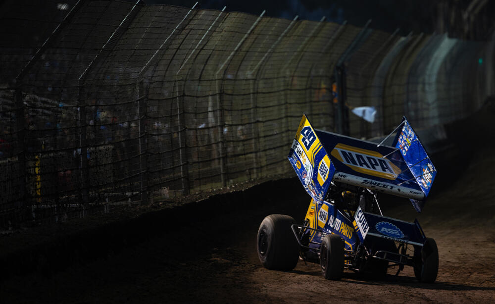 Brad Sweet drives into Turn 1 at Kings Speedway