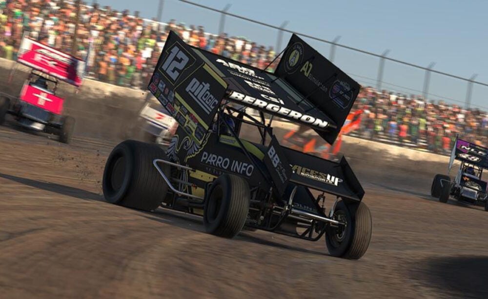 Alex Bergeron racing his #12 Sprint Car on iRacing