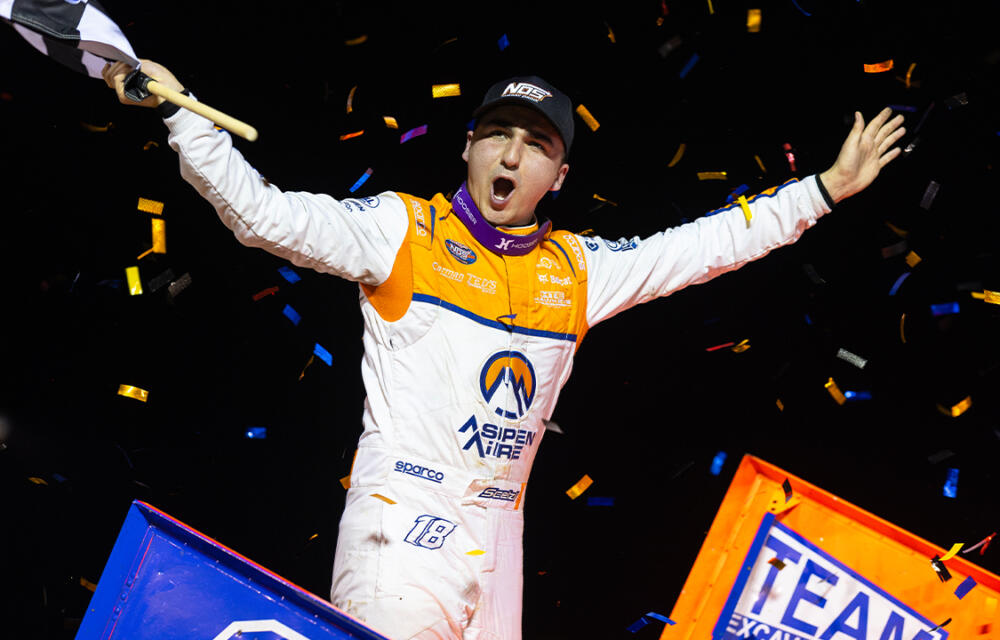 Gio Scelzi celebrates with a wing dance after winning Cotton Bowl