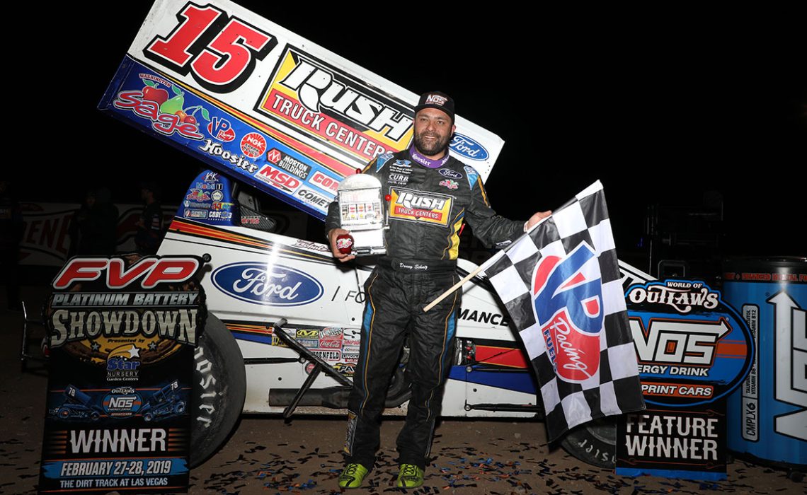 Finale of the FVP Platinum Battery Showdown at The Dirt Track at Las Vegas Motor Speedway. Donny Schatz wins.