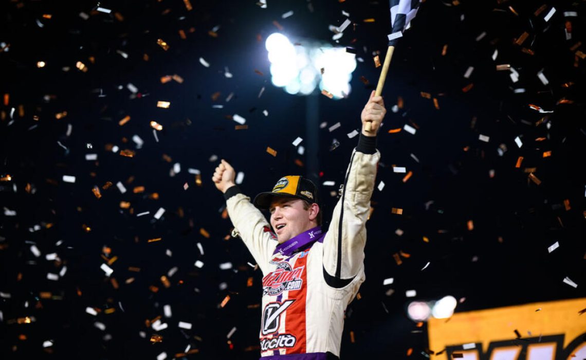 Bobby Pierce celebrates his Victory at Davenport