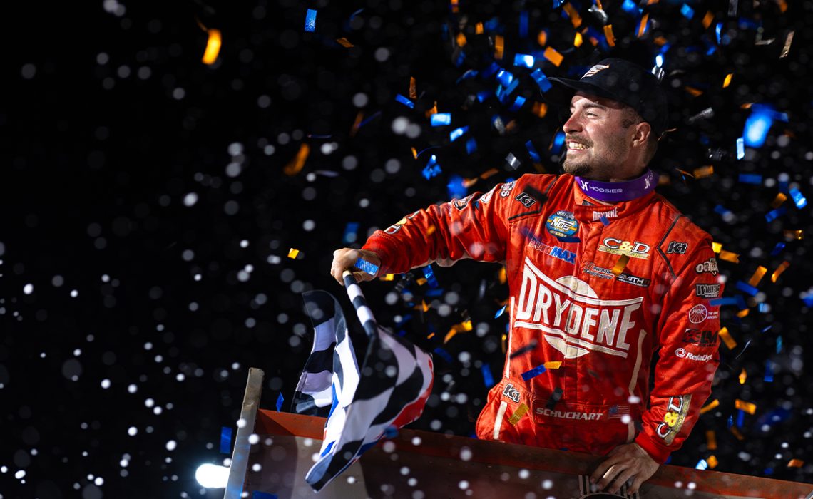 Logan Schuchart celebrating Williams Grove win