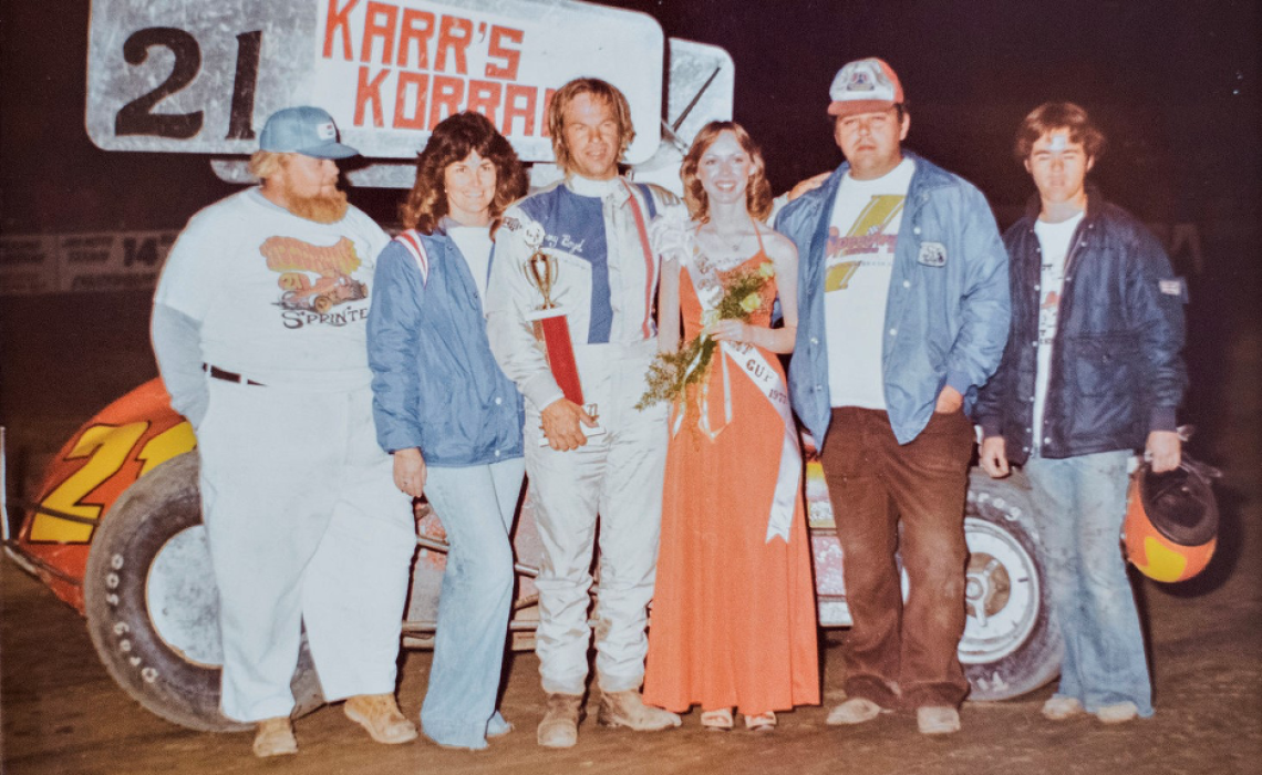 6.19.77 Alger, WA (Skagit) Tiny, Betty Opperman Boyd, Jimmy Boyd, Dirt Cup queen, Ken Woodruff, Richard Brown