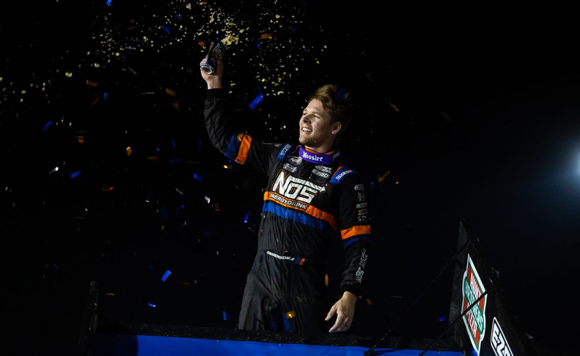 Sheldon Haudenschild celebrating